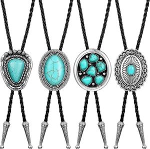 New set of 4 turquoise leather ties